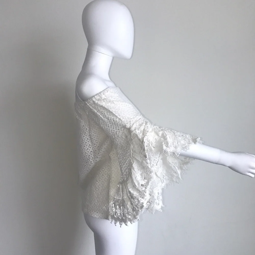 Jen's Pirate Booty x Free People white off shoulder cotton lace top boho XS S